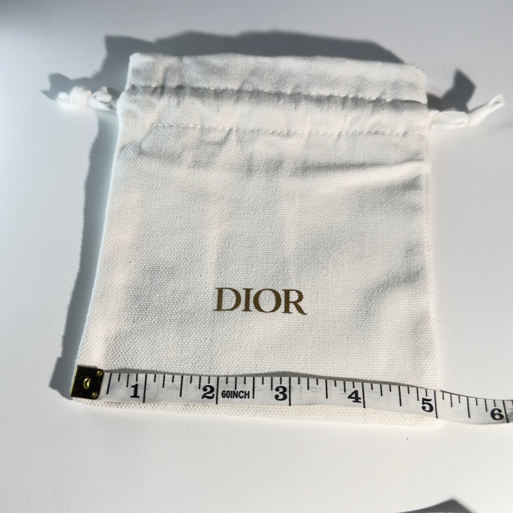 Dior Cream Drawstring Pouch with Gold Logo - Picture 3 of 5